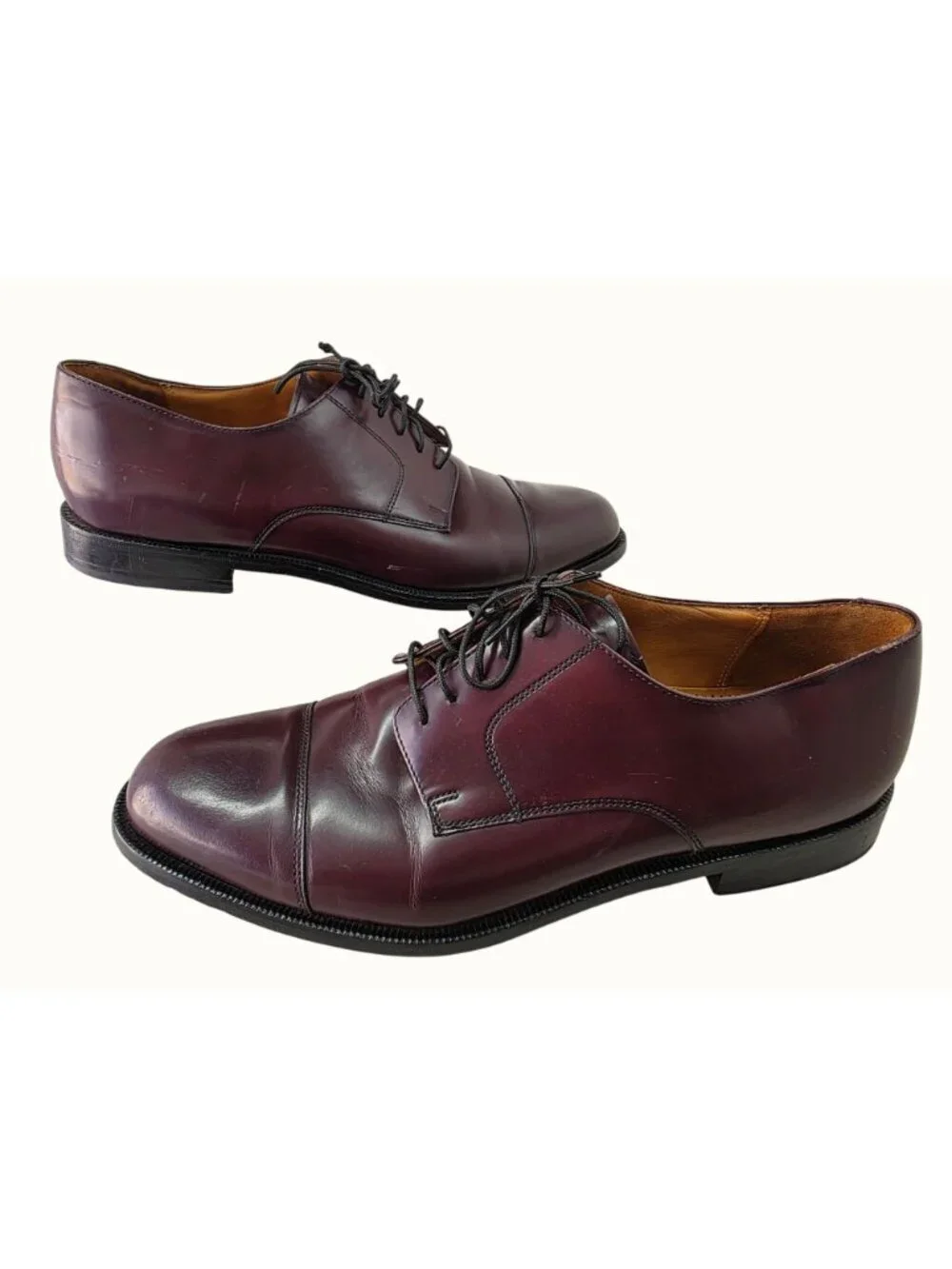 Cole Haan Mens Dress Shoes 12D Burgundy Leather Oxford Vintage Made in India